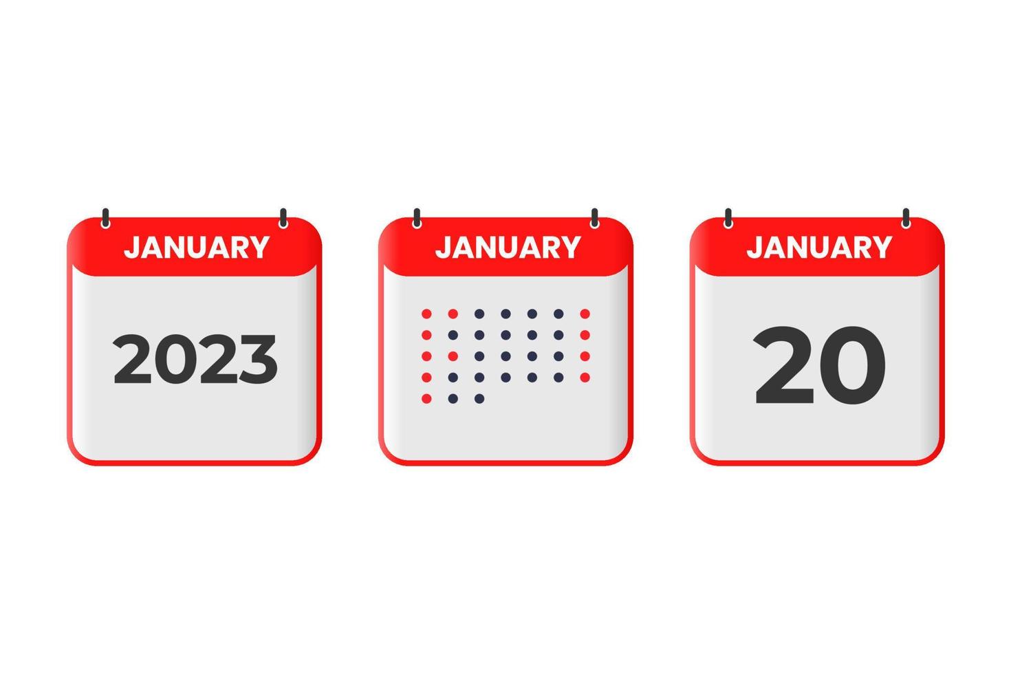 januari 20 kalender design ikon. 2023 kalender schema, utnämning, Viktig datum begrepp vektor