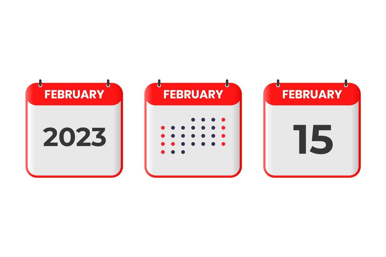februari 15 kalender design ikon. 2023 kalender schema, utnämning, Viktig datum begrepp vektor