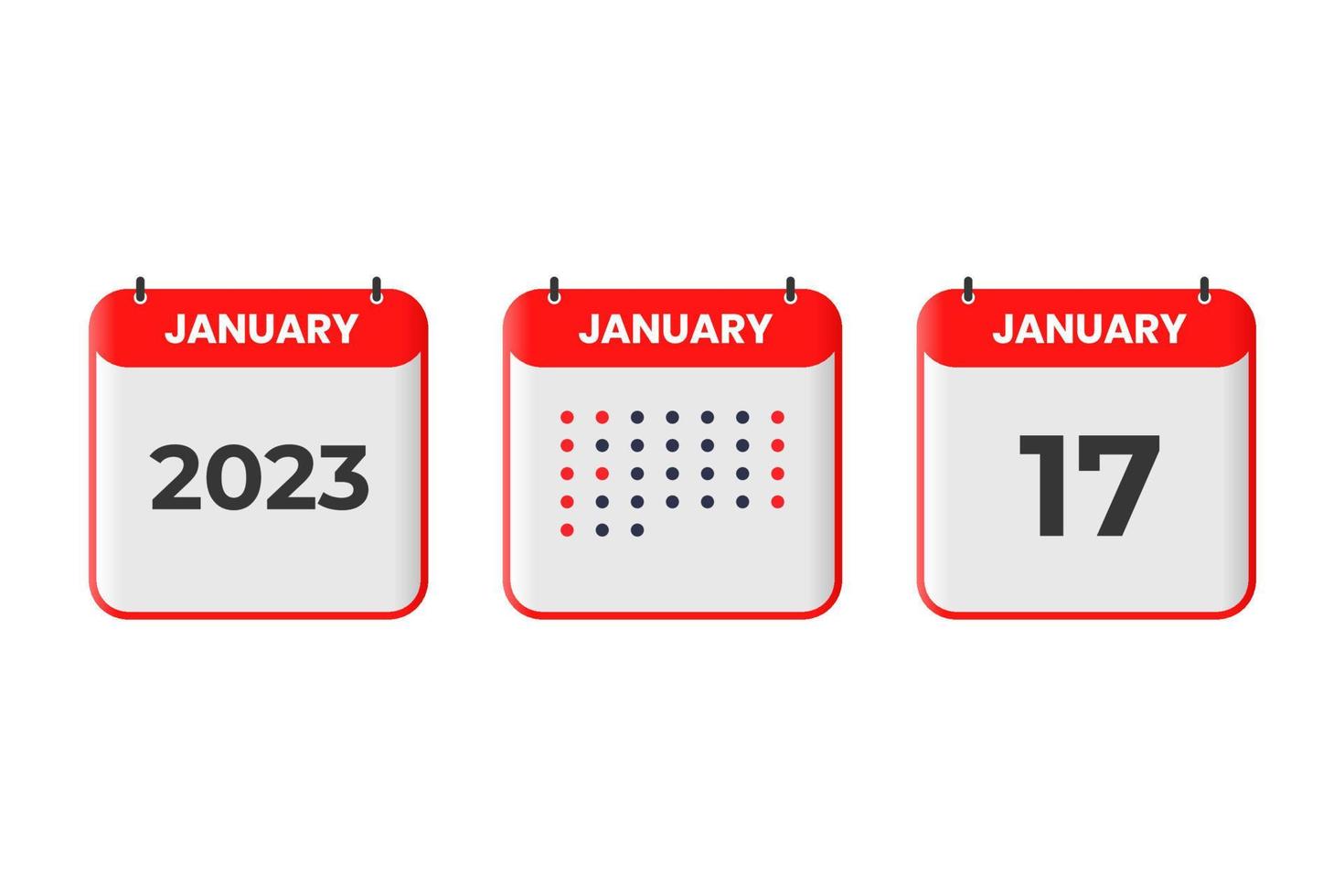 januari 17 kalender design ikon. 2023 kalender schema, utnämning, Viktig datum begrepp vektor