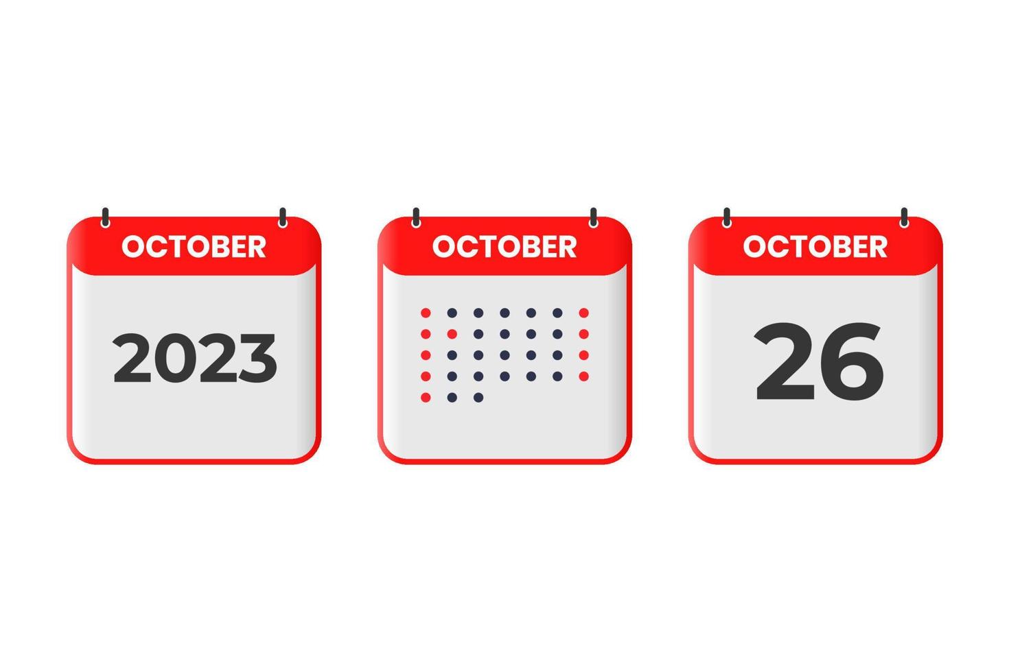 oktober 26 kalender design ikon. 2023 kalender schema, utnämning, Viktig datum begrepp vektor