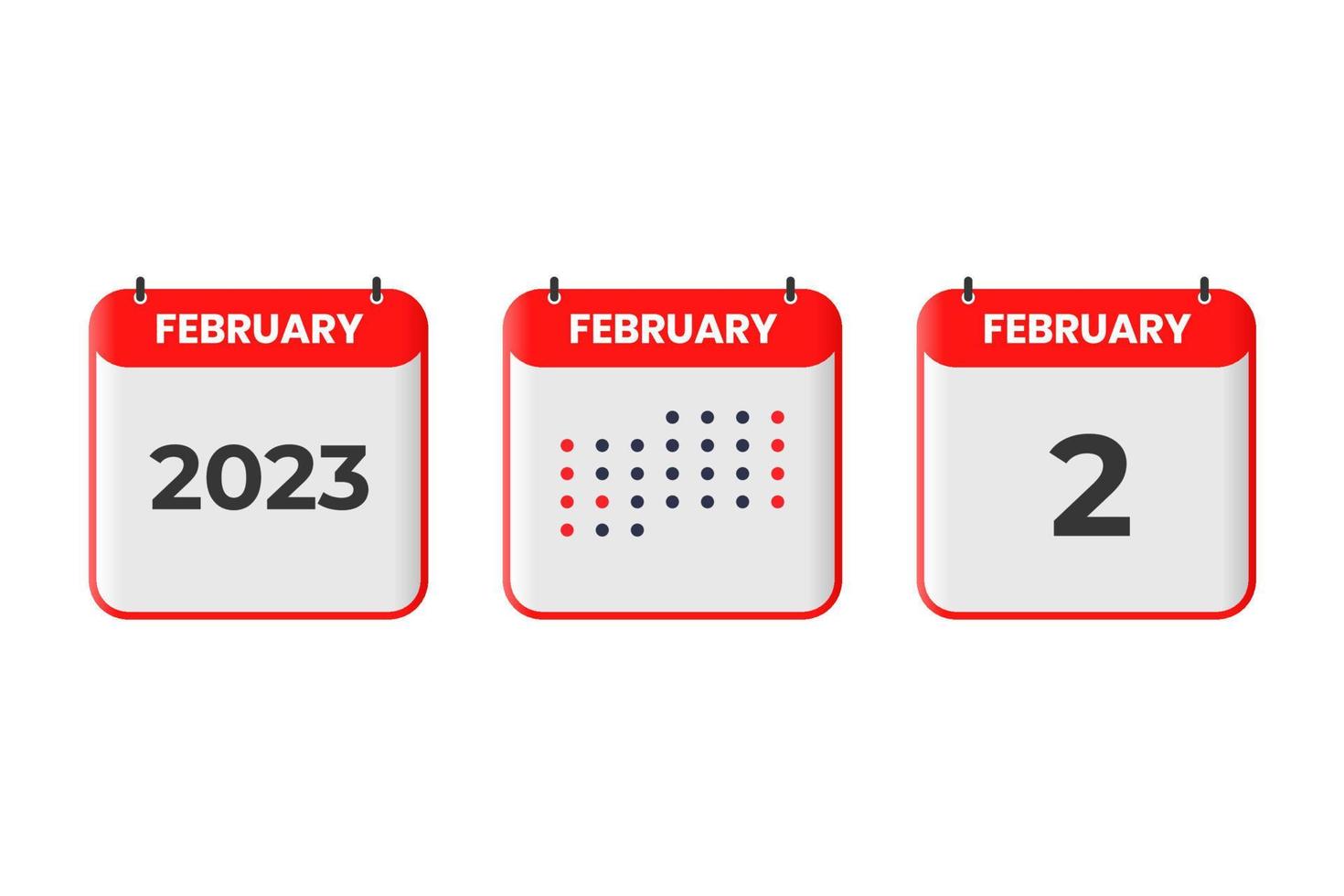 februari 2 kalender design ikon. 2023 kalender schema, utnämning, Viktig datum begrepp vektor