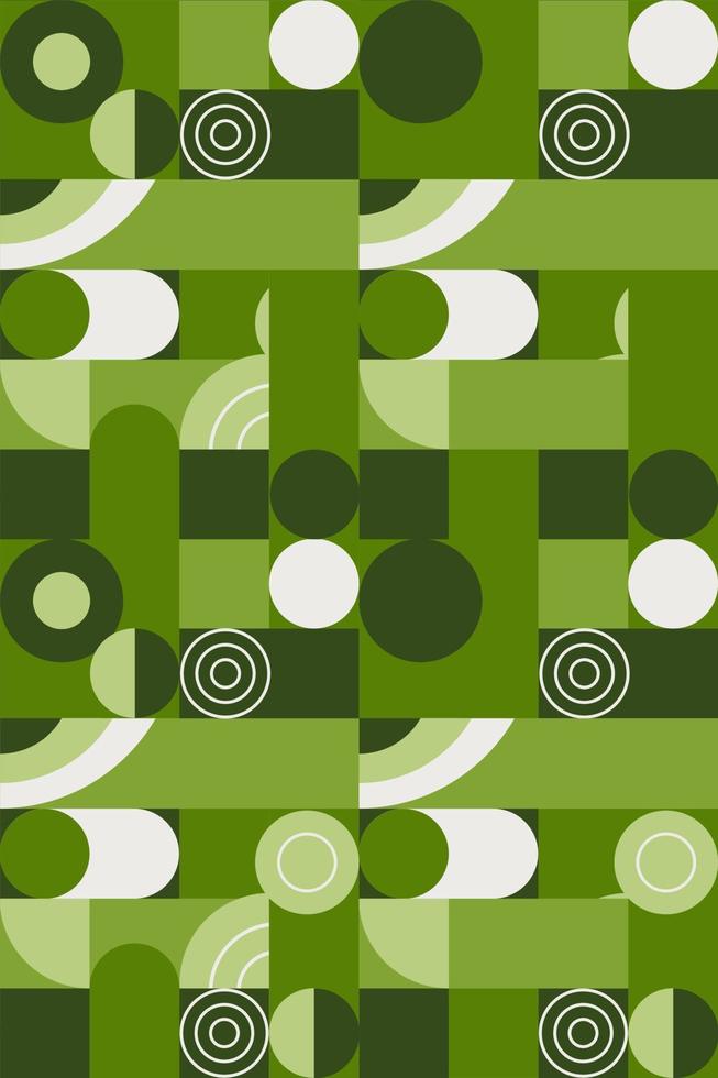 geometrisches Muster nahtlos grün mit Kreisen und Rechtecken Vektorbild vektor