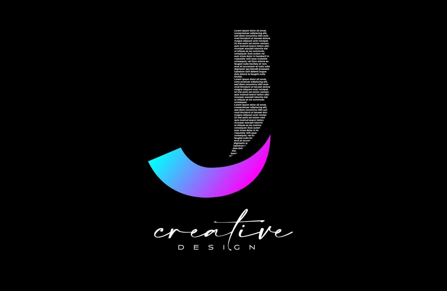 lila j brev logotyp design med kreativ brev j tillverkad av svart text font textur vektor