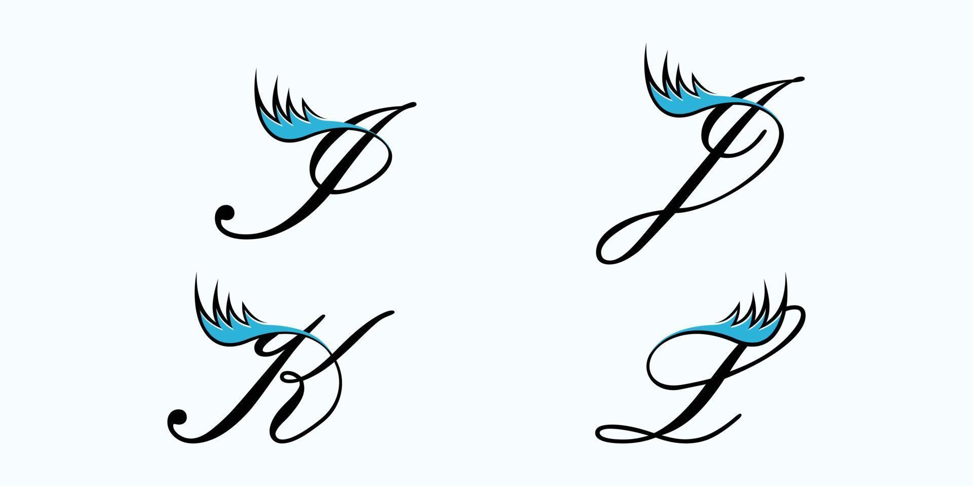 uppsättning av brev font logotyp design vektor med ögonhår skönhet ikon