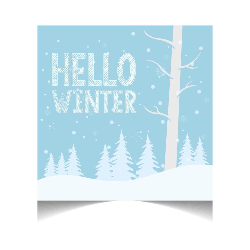 hallo wintertitel in der schneehintergrund-vektorillustration vektor
