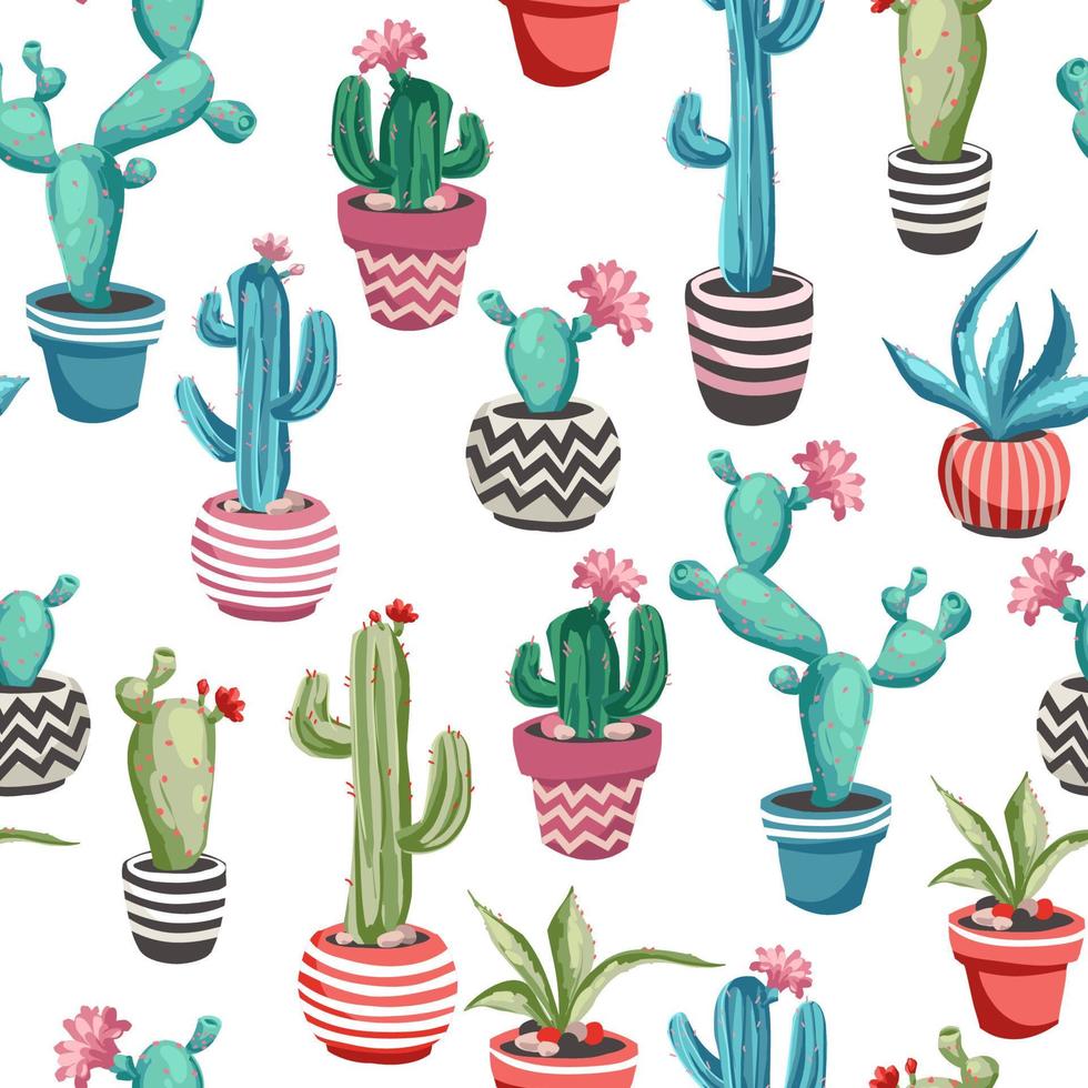 kaktusar blomma sömlös mönster. vektor