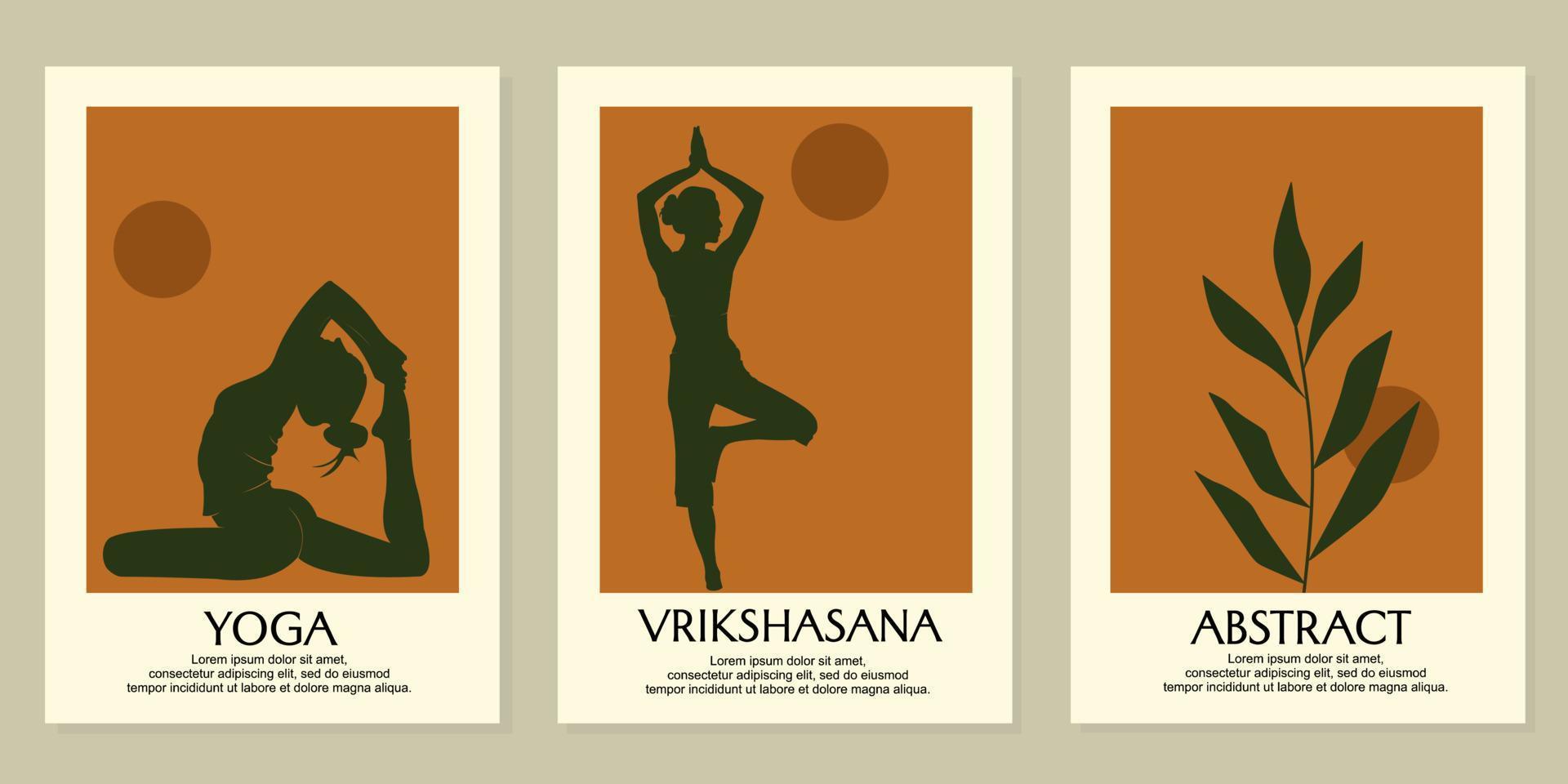 Frau Silhouette Wandkunst Design. Yoga-Bewegungsillustration. Wird für Buchumschläge, Heimdekorationen und Poster verwendet vektor