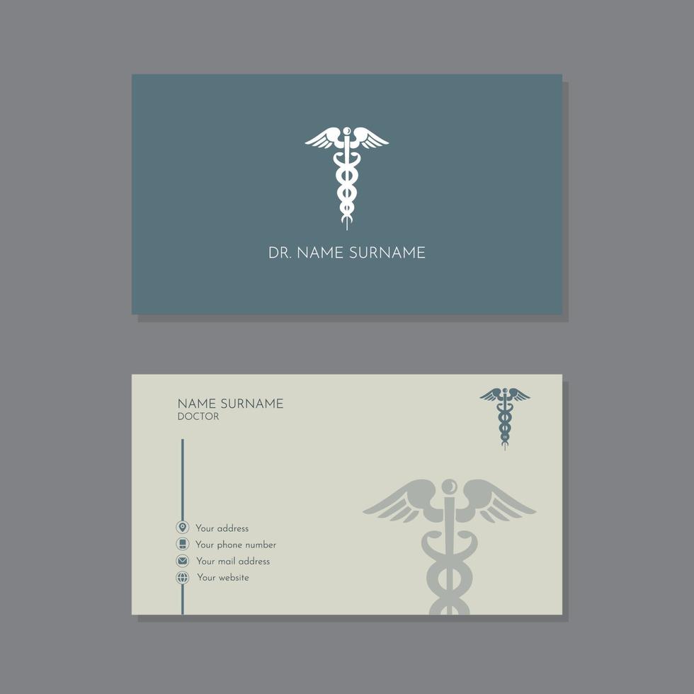 blå och vit läkare företag kort med medicin logotyp vektor