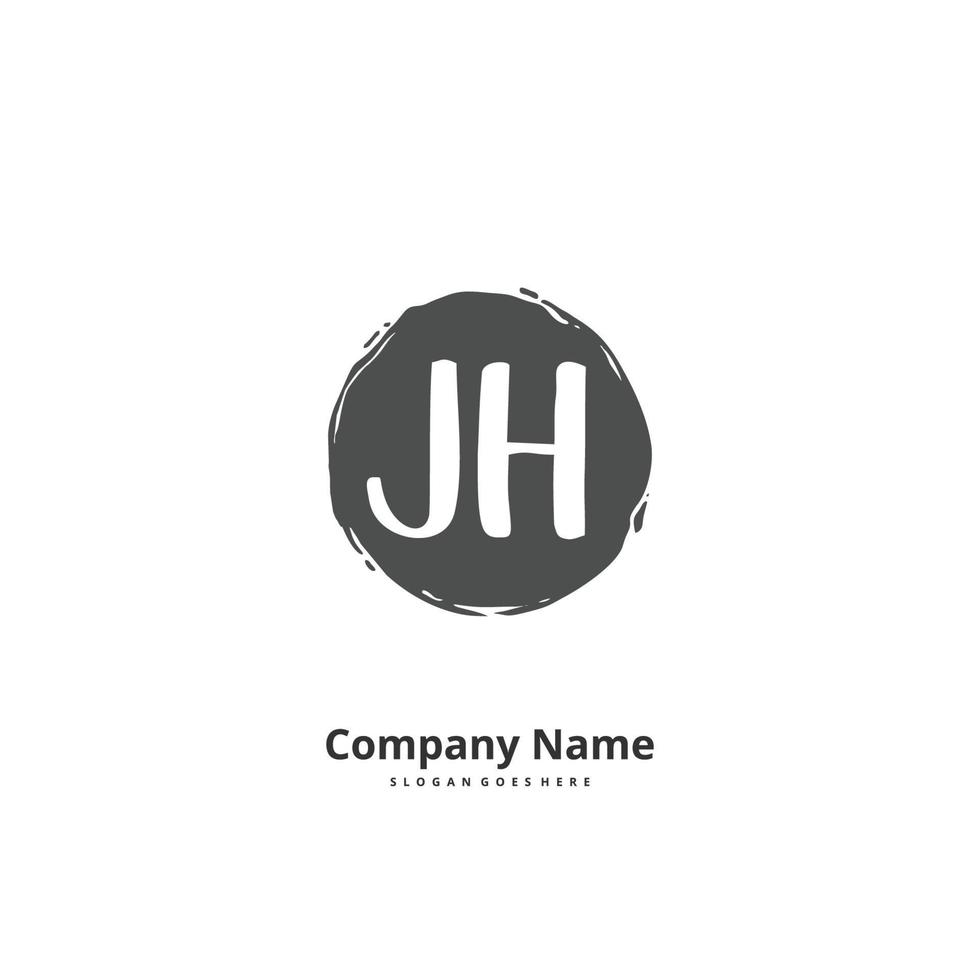 jh Anfangshandschrift und Signatur-Logo-Design mit Kreis. schönes design handgeschriebenes logo für mode, team, hochzeit, luxuslogo. vektor