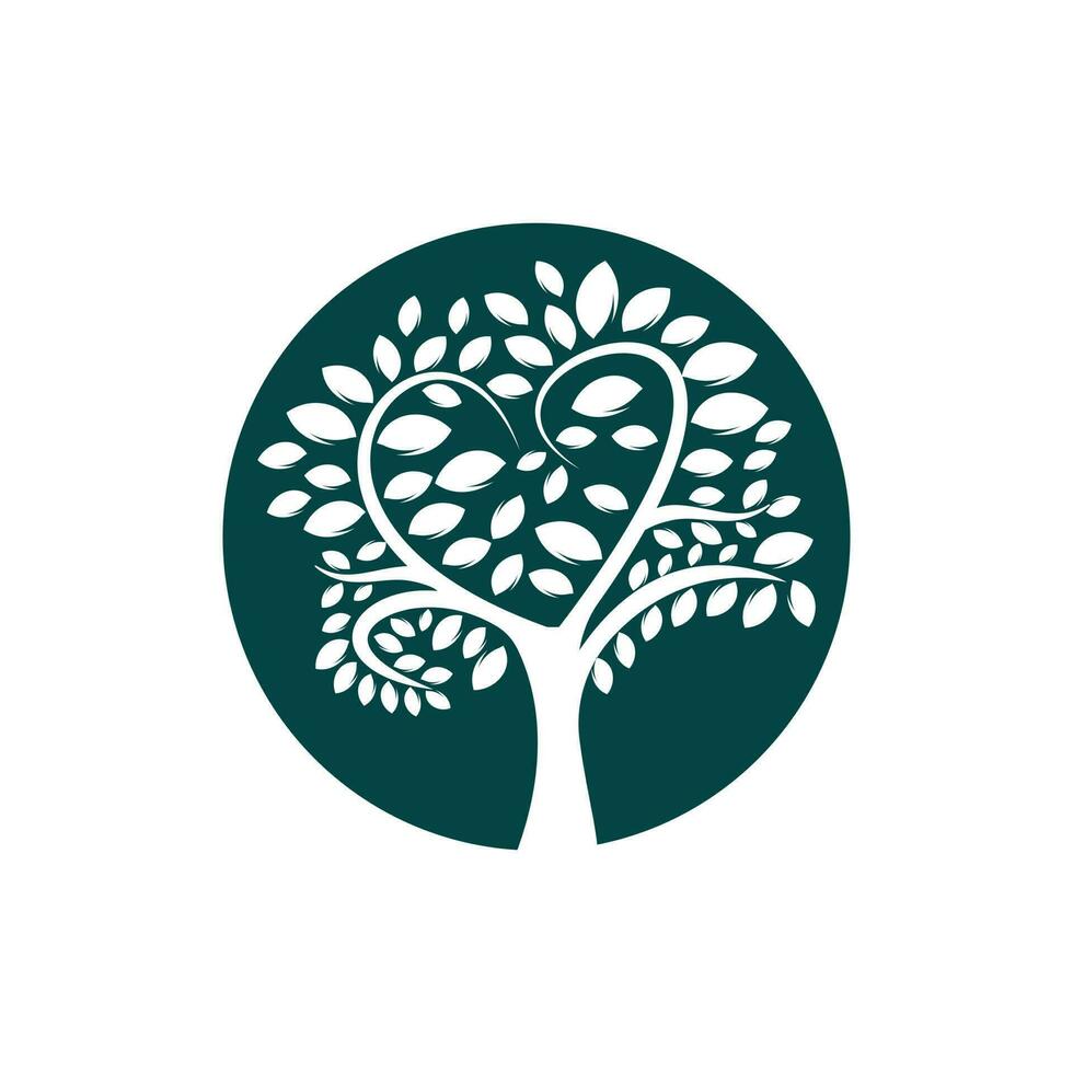 abstraktes Herz-Baum-Vektor-Logo-Design. Ökologische Symbolbaum-Vektor-Design-Vorlage. vektor