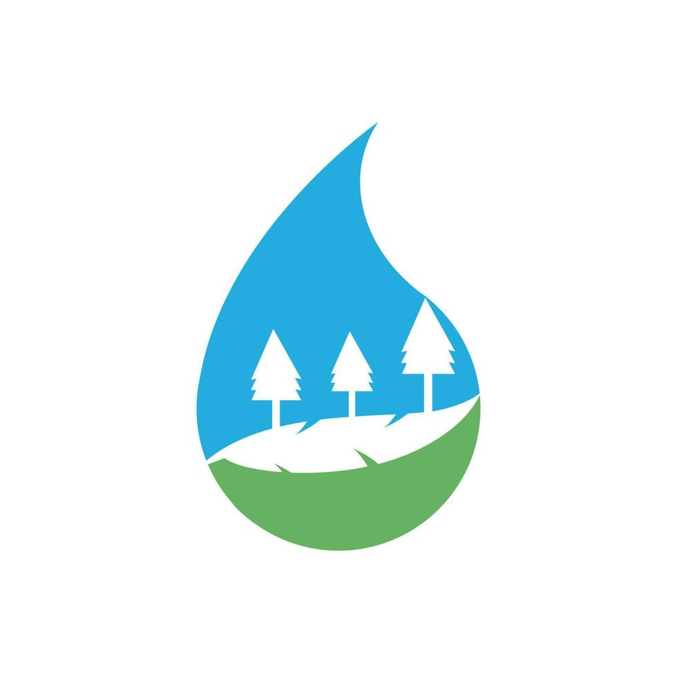 landskap släppa vatten design logotyp. natur vatten tecken. organisk mat och dryck märka. bruka stämpel. vektor
