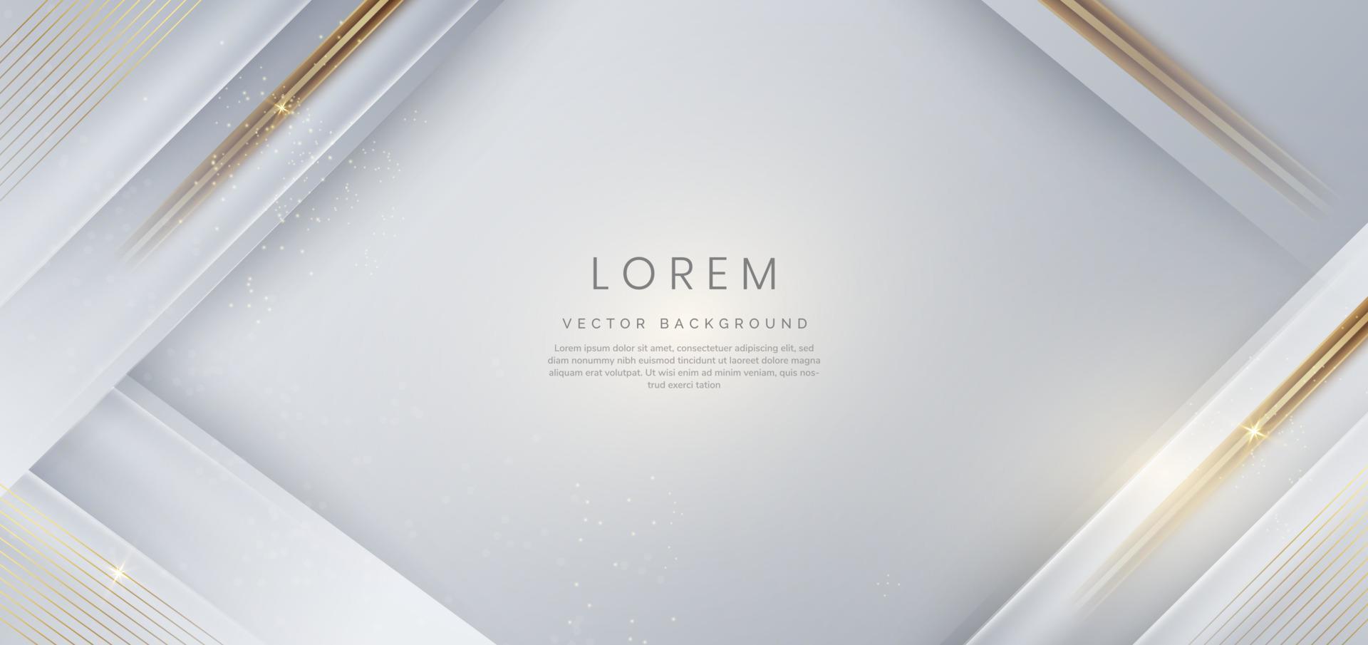 abstrakter eleganter weißer und grauer Hintergrund mit diagonaler goldener Liniendekoration mit Kopienraum für Text. vektor