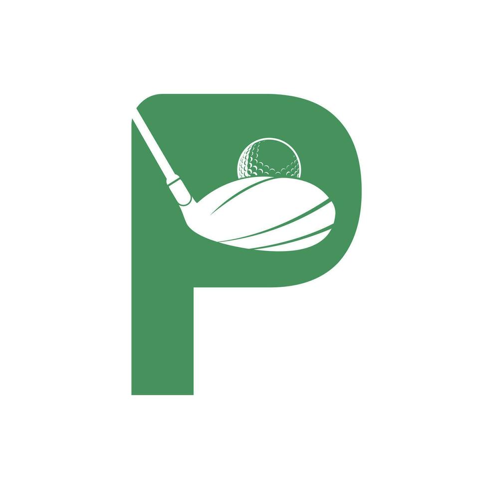 första brev p guld vektor logotyp design. golf klubb inspiration logotyp design.