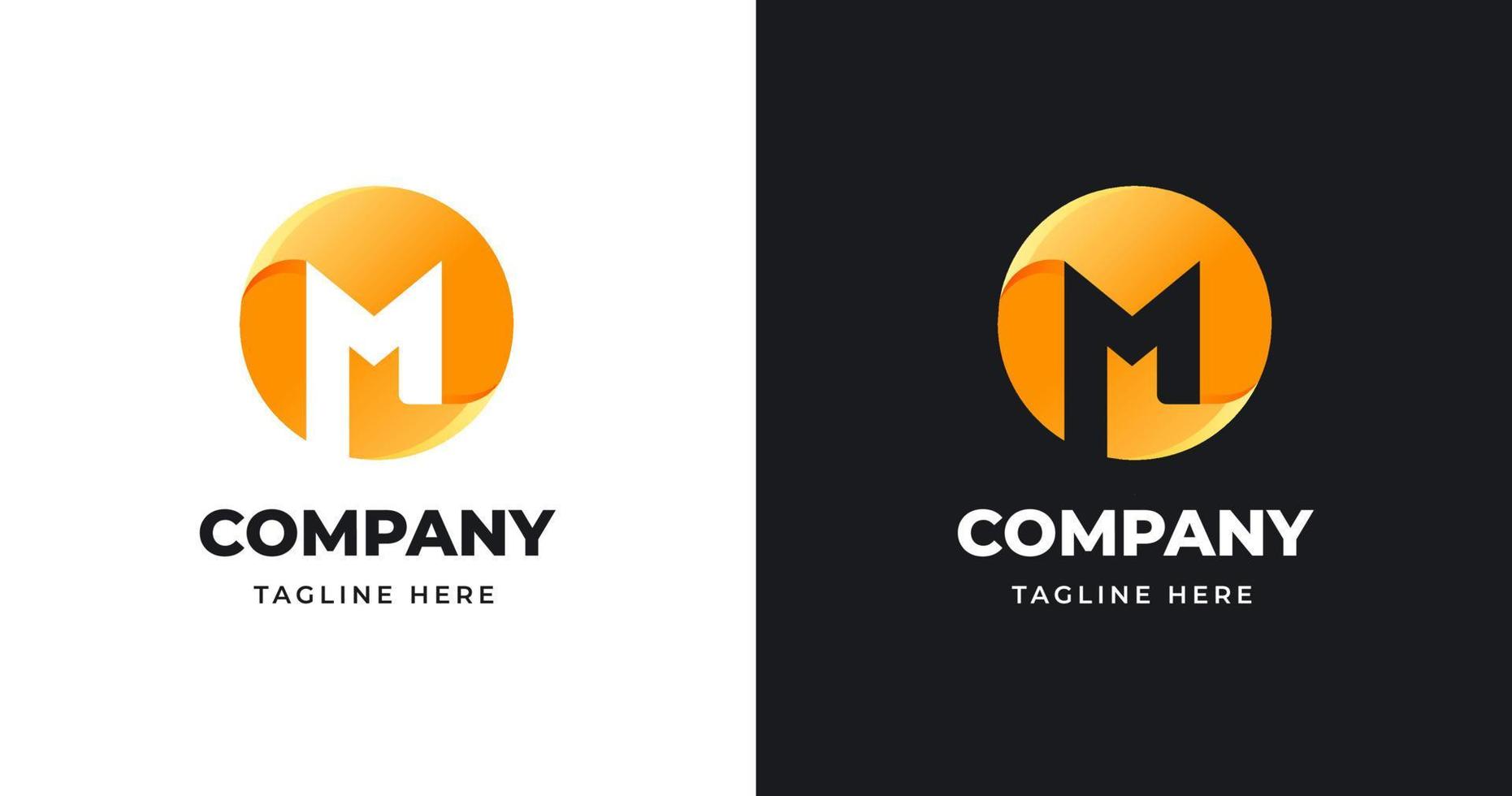 bokstaven m logotyp formgivningsmall med cirkel form stil vektor