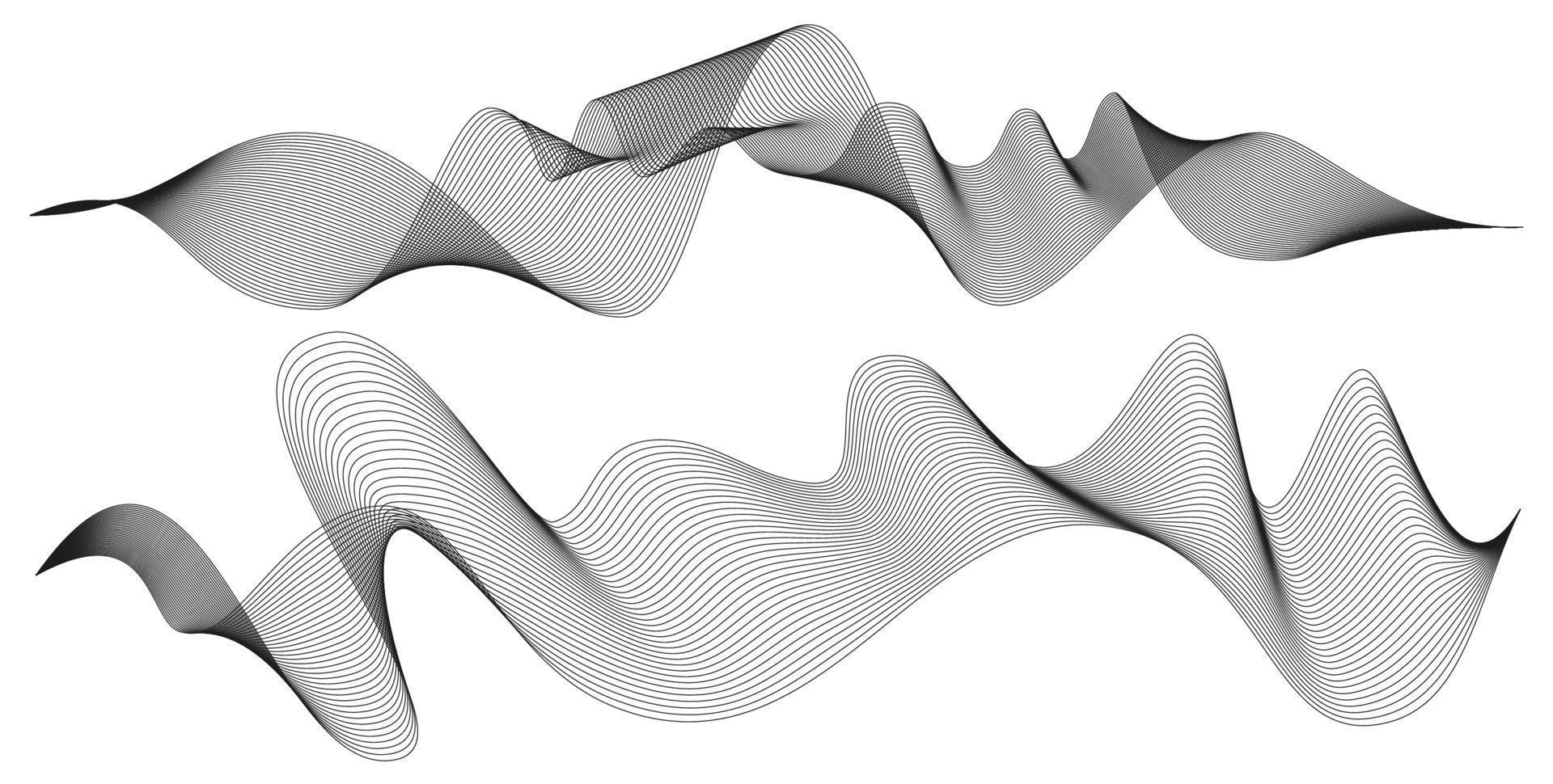 gewellte abstrakte Streifen. geschwungene Linienvektorelemente für Musikdesign. digitaler Sound-Equalizer. vektor