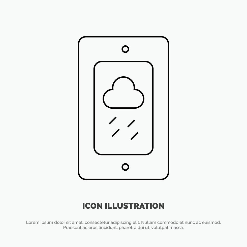 mobil krita väder regnig linje ikon vektor
