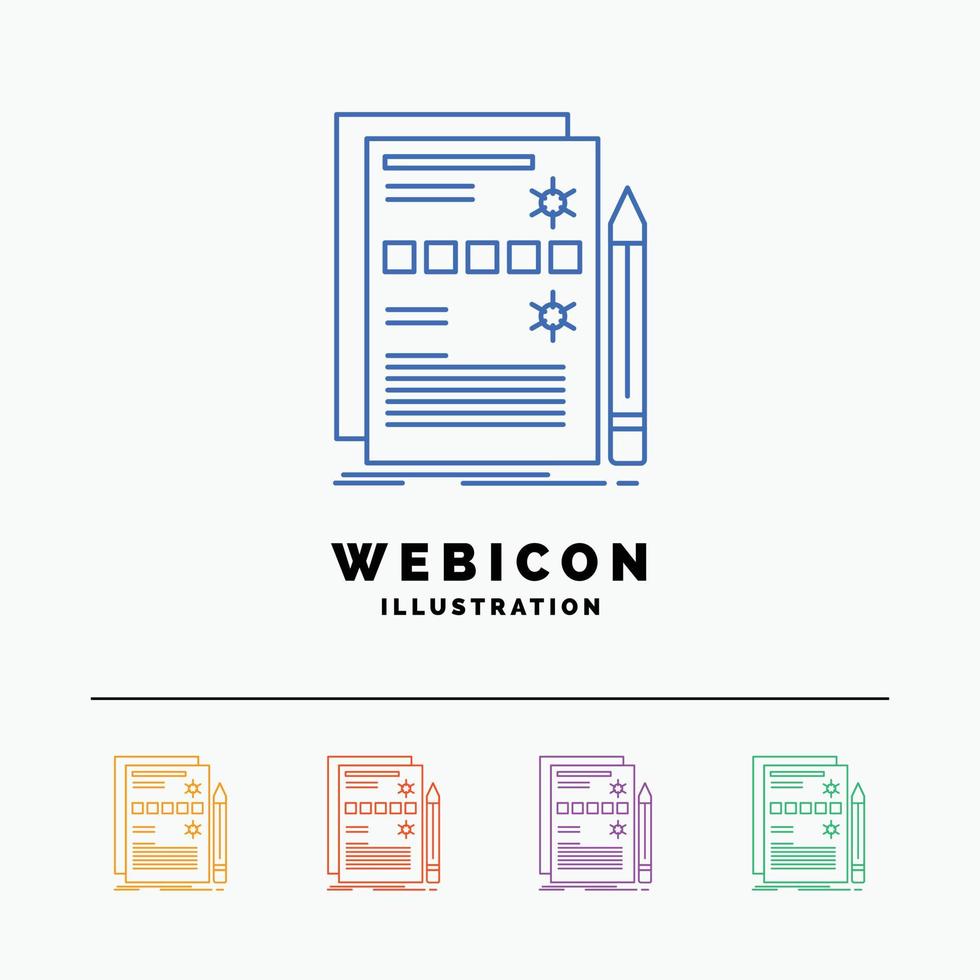 Komponente. Daten. Entwurf. Hardware. system 5 farblinie web symbol vorlage isoliert auf weiss. Vektor-Illustration vektor