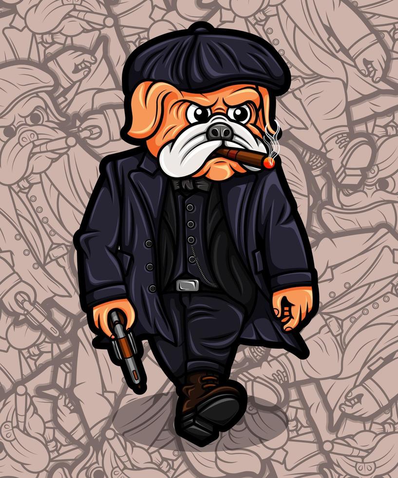 Gangster niedliche Mops-Hundeillustration vektor