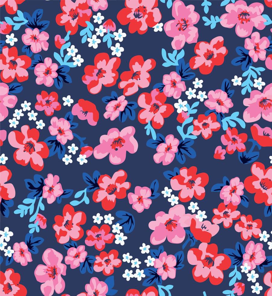 Nahtloser floraler Hintergrund für Dekoration, Textilien, Design und Sammelalbum. Vektordatei. vektor