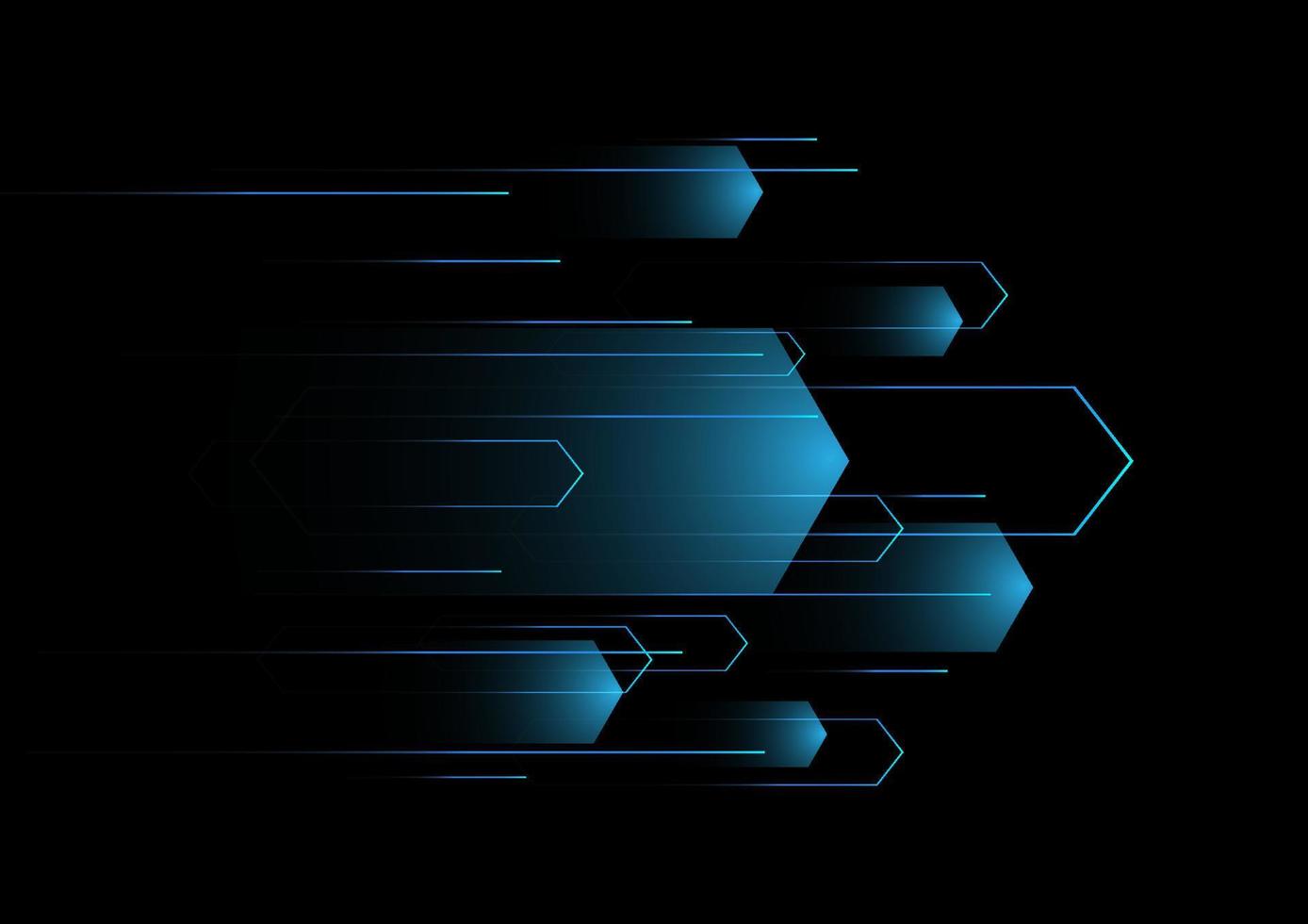 Neonlichteffekt der abstrakten Technologie blauer Geschwindigkeit auf schwarzer Hintergrundvektorillustration. vektor