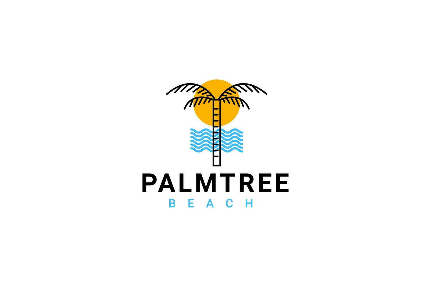 Palme bei Sonnenaufgang minimalistische Logo-Vorlage vektor