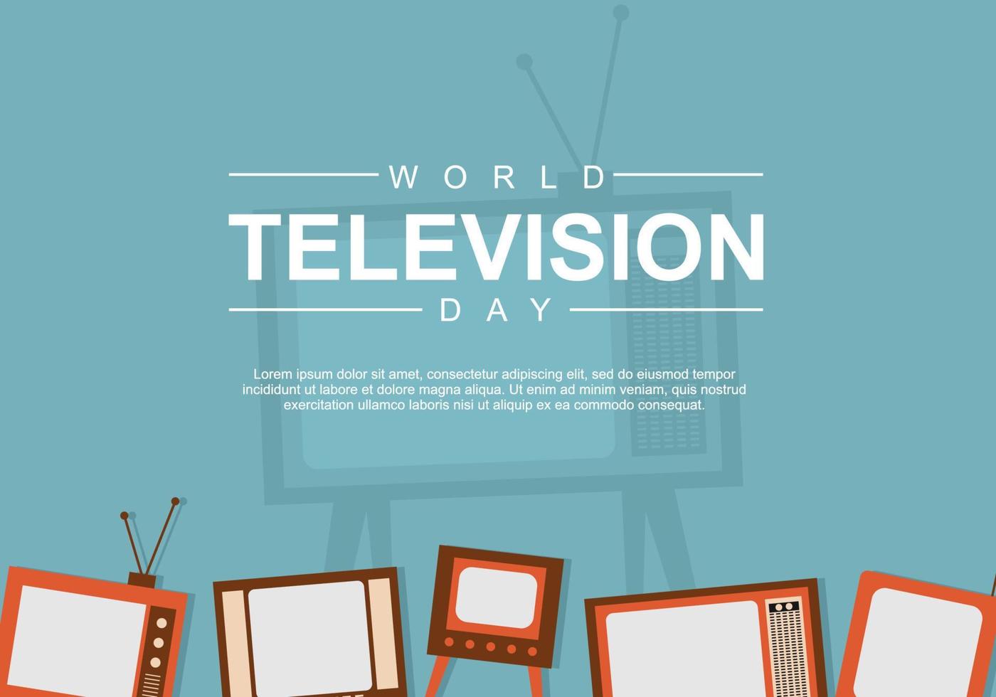 värld tv dag bakgrund med fem stor årgång tv. vektor