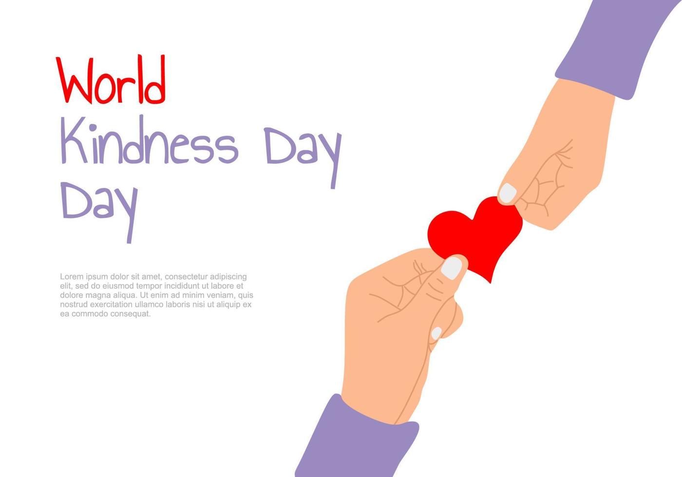 värld vänlighet dag bakgrund med hand ge kärlek till Övrig hand. vektor