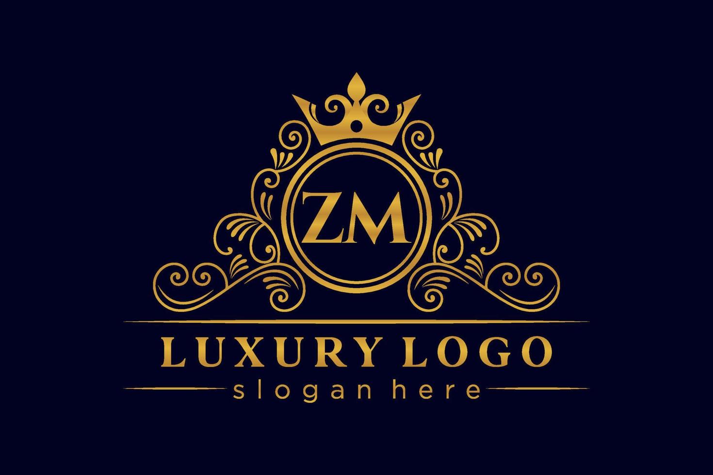 zm anfangsbuchstabe gold kalligraphisch feminin floral handgezeichnet heraldisches monogramm antik vintage stil luxus logo design premium vektor