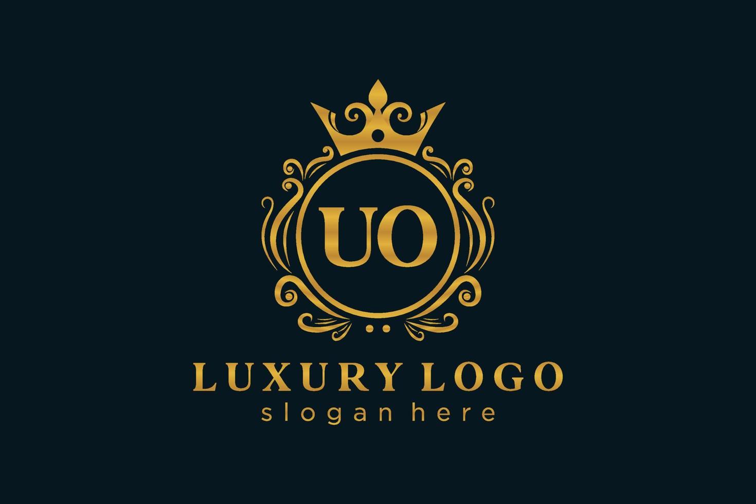 första uo brev kunglig lyx logotyp mall i vektor konst för restaurang, kungligheter, boutique, Kafé, hotell, heraldisk, Smycken, mode och Övrig vektor illustration.