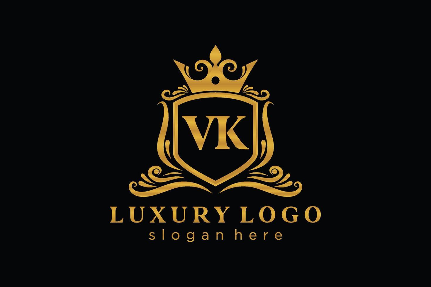 första vk brev kunglig lyx logotyp mall i vektor konst för restaurang, kungligheter, boutique, Kafé, hotell, heraldisk, Smycken, mode och Övrig vektor illustration.