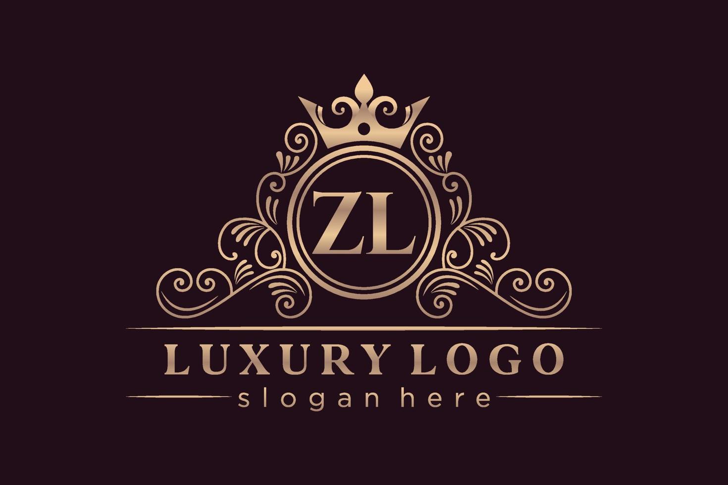 zl Anfangsbuchstabe Gold kalligraphisch feminin floral handgezeichnet heraldisches Monogramm Antik-Vintage-Stil Luxus-Logo-Design Premium-Vektor vektor