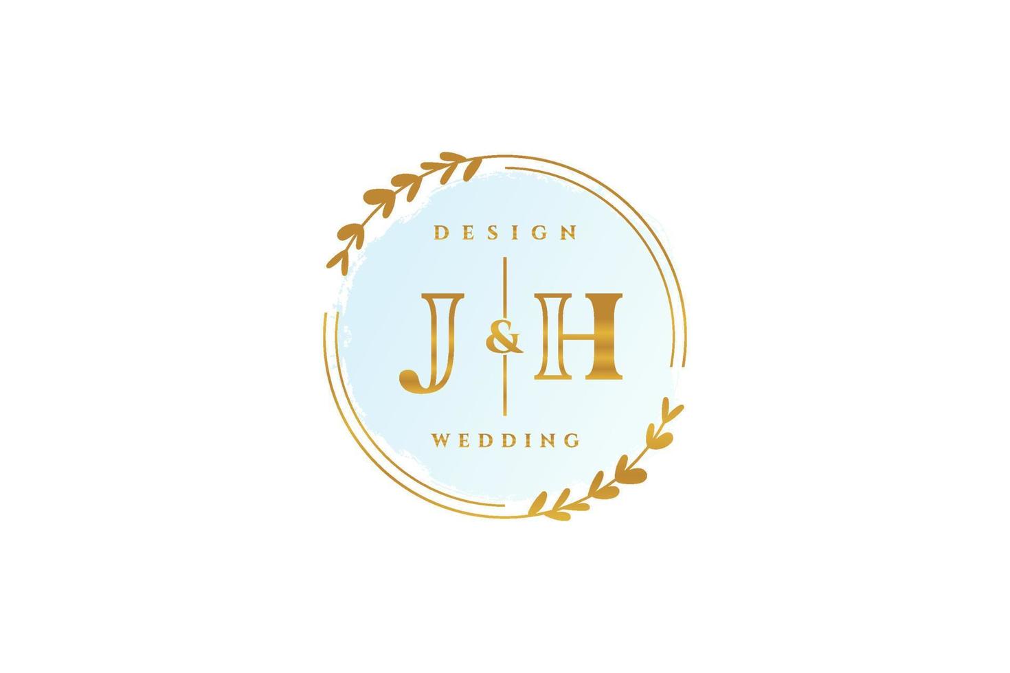 anfängliches jh-schönheitsmonogramm und elegantes logo-design handschriftlogo der ersten unterschrift, hochzeit, mode, blumen und botanik mit kreativer vorlage. vektor