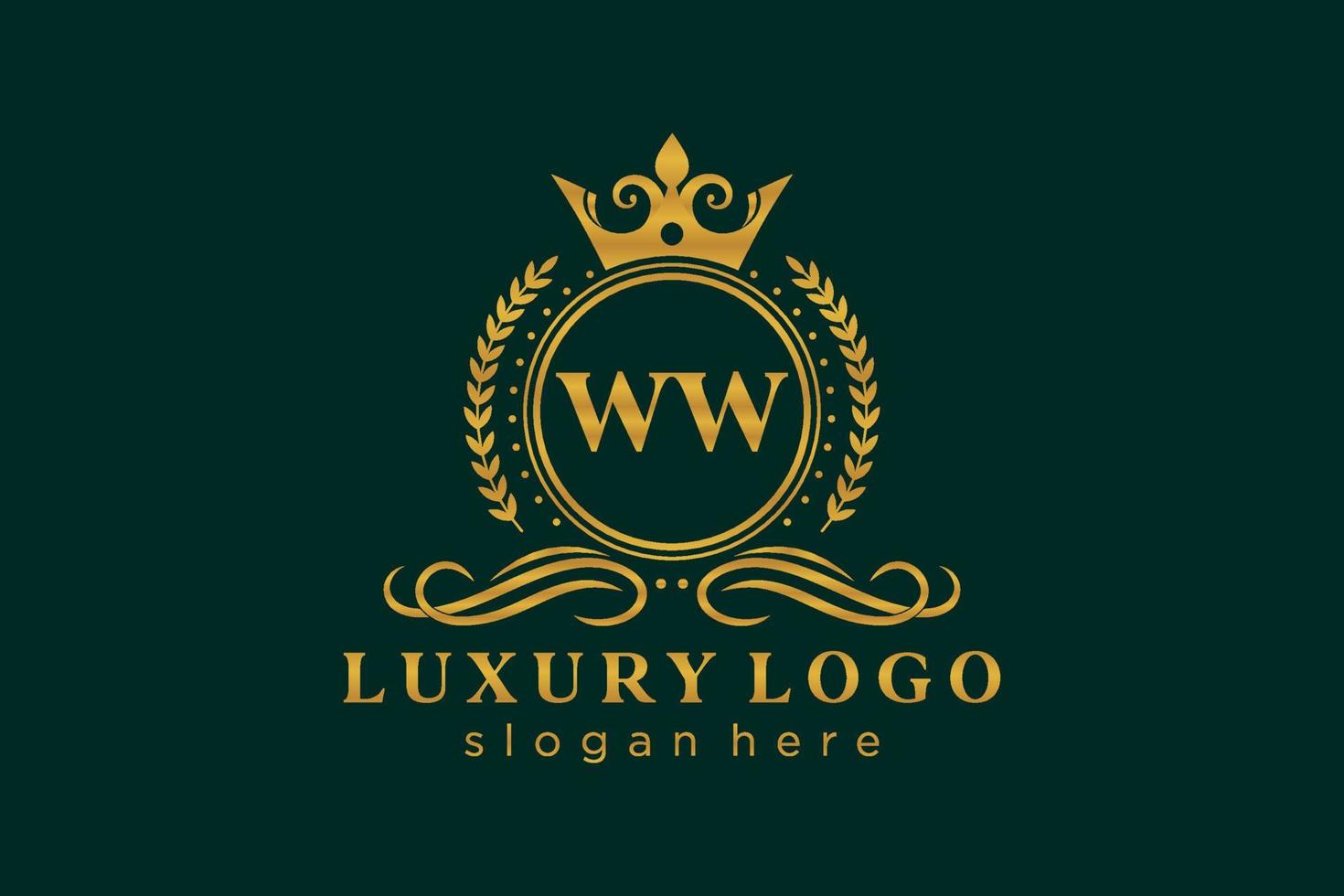 königliche Luxus-Logo-Vorlage mit anfänglichem ww-Buchstaben in Vektorgrafiken für Restaurant, Lizenzgebühren, Boutique, Café, Hotel, heraldisch, Schmuck, Mode und andere Vektorillustrationen. vektor