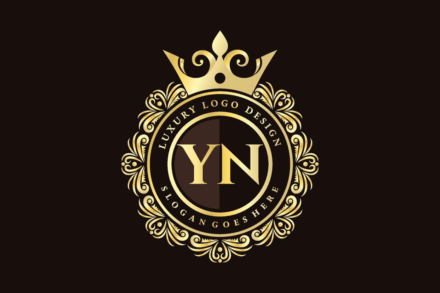 yn anfangsbuchstabe gold kalligrafisch feminin floral handgezeichnet heraldisch monogramm antik vintage stil luxus logo design premium vektor