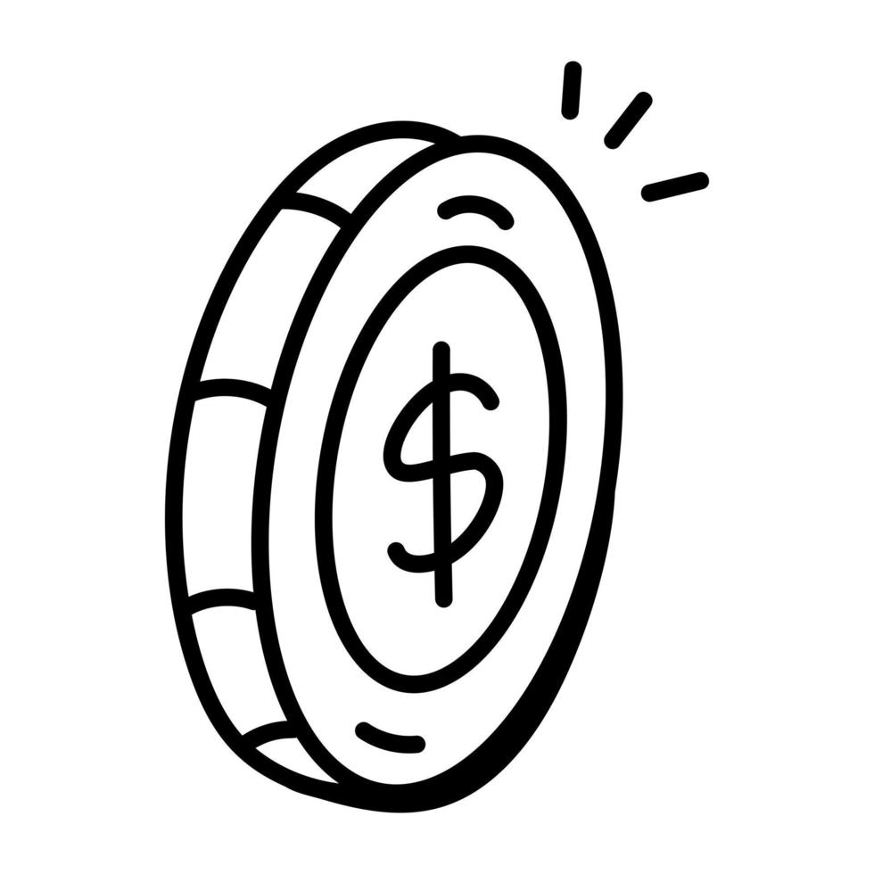 ein lineares Icon-Design einer Dollarmünze vektor