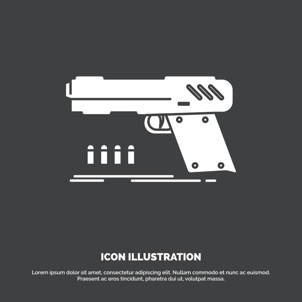 pistol. handeldvapen. pistol. skytt. vapen ikon. glyf vektor symbol för ui och ux. hemsida eller mobil Ansökan