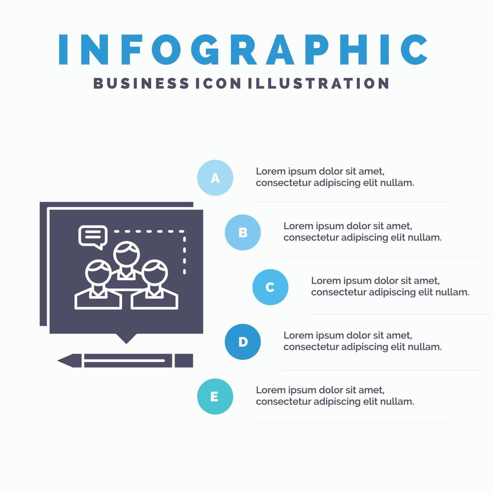 Analyse. Streit. Geschäft. überzeugen. Debatten-Infografik-Vorlage für Website und Präsentation. Glyph graues Symbol mit blauer Infografik-Stil-Vektorillustration. vektor