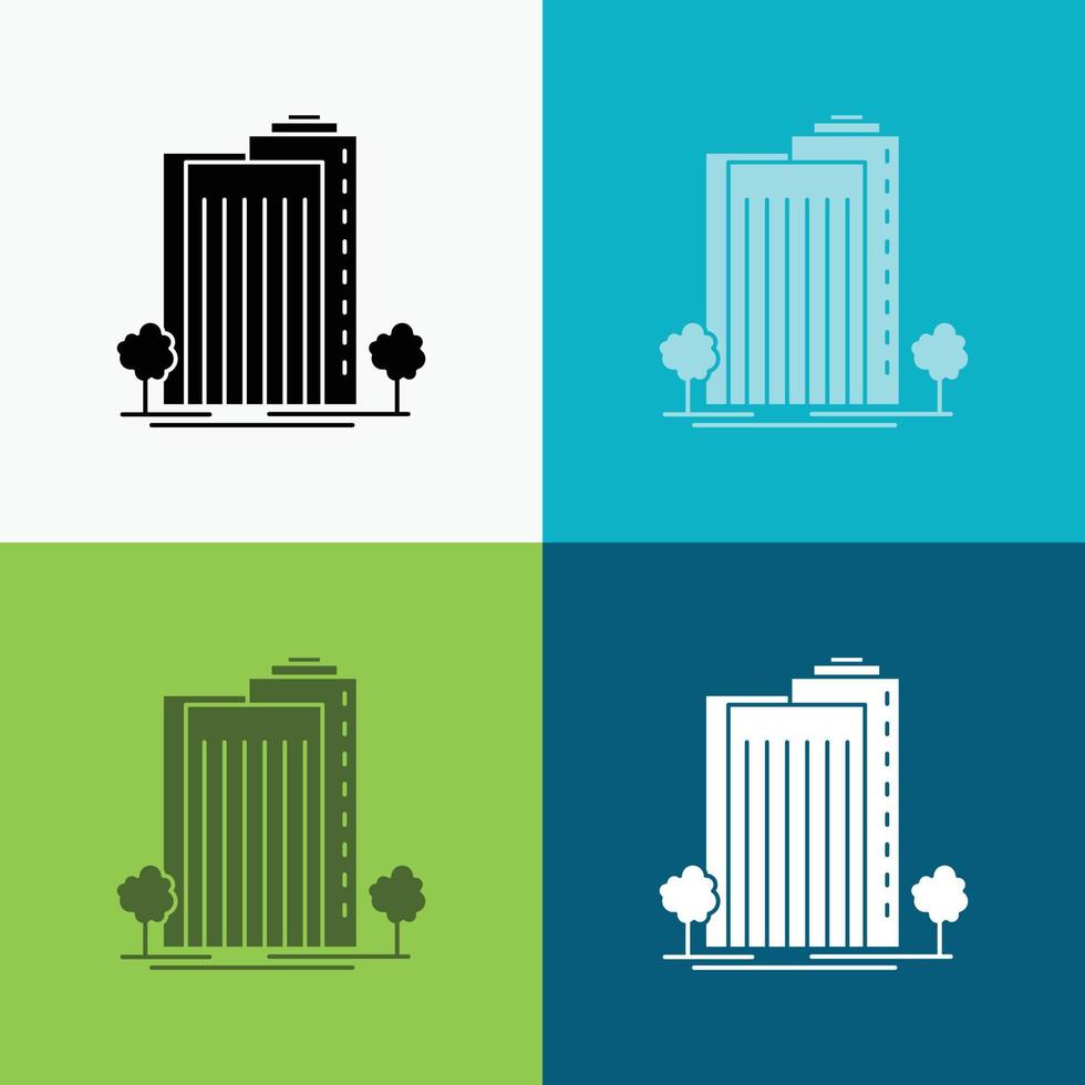 byggnad. grön. växt. stad. smart ikon över olika bakgrund. glyf stil design. designad för webb och app. eps 10 vektor illustration