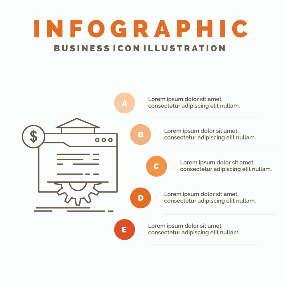 seo. framsteg. klot. teknologi. hemsida infographics mall för hemsida och presentation. linje grå ikon med orange infographic stil vektor illustration
