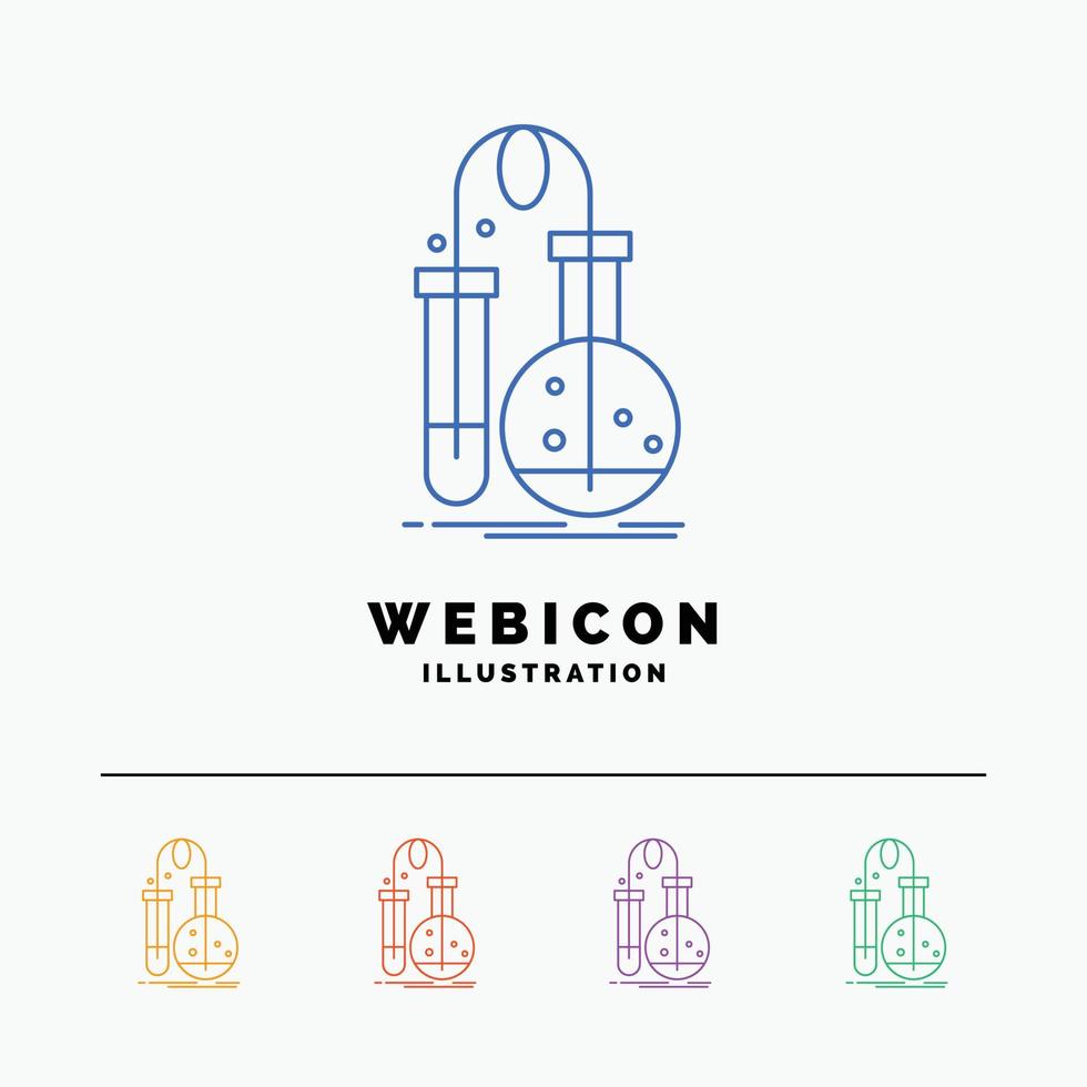 testen. Chemie. Flasche. Labor. Wissenschaft 5 Farblinie Web-Icon-Vorlage isoliert auf weiß. Vektor-Illustration vektor