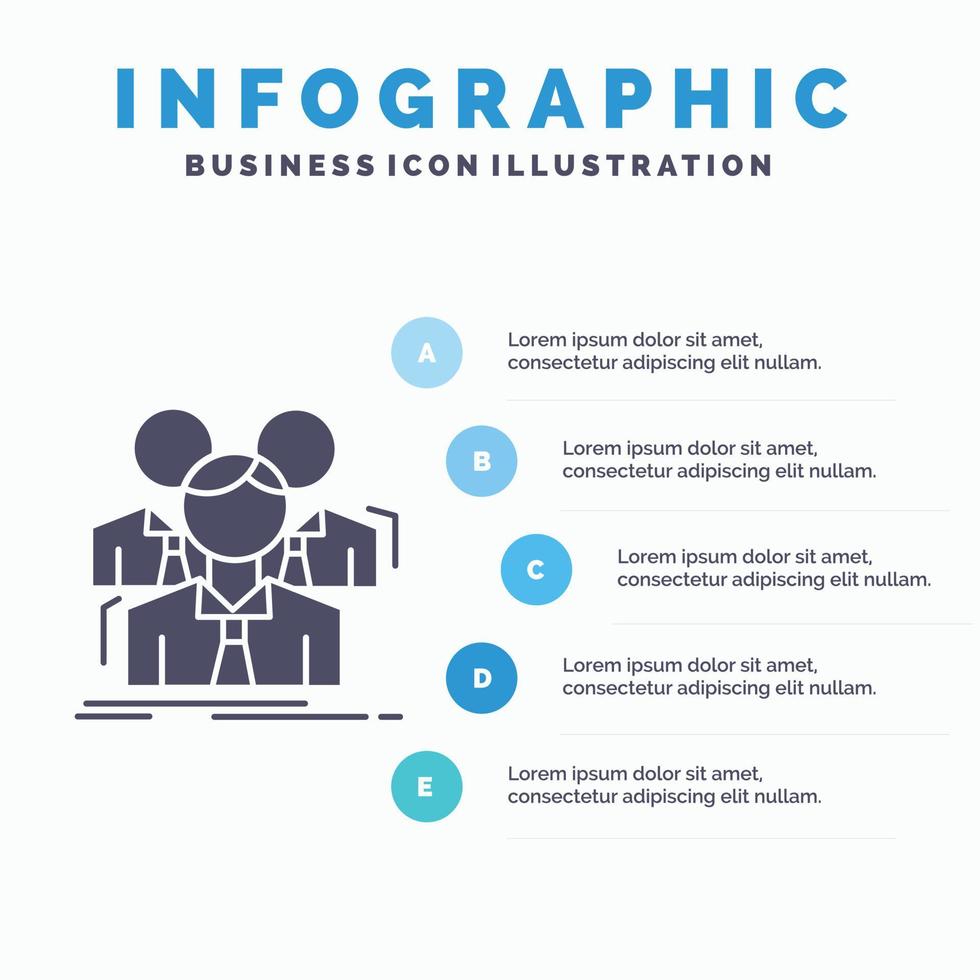 team. lagarbete. företag. möte. grupp infographics mall för hemsida och presentation. glyf grå ikon med blå infographic stil vektor illustration.