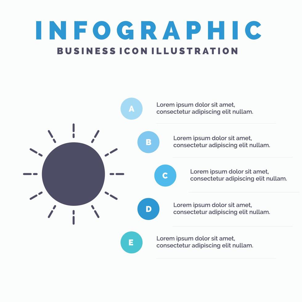Sol. väder. solnedgång. soluppgång. sommar infographics mall för hemsida och presentation. glyf grå ikon med blå infographic stil vektor illustration.