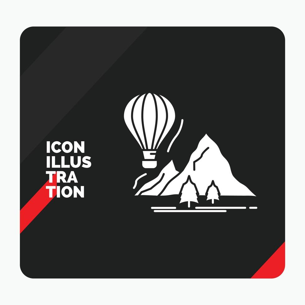 röd och svart kreativ presentation bakgrund för utforska. resa. berg. camping. ballonger glyf ikon vektor