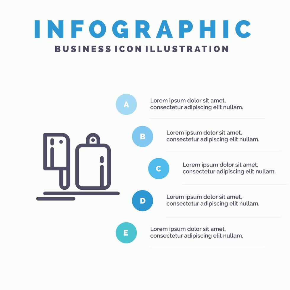 chopper küchenchef vorbereitung essen blau infografiken vorlage 5 schritte vektorlinie symbol vorlage vektor