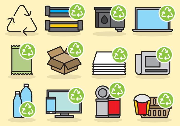 Nette Recycling Icons vektor