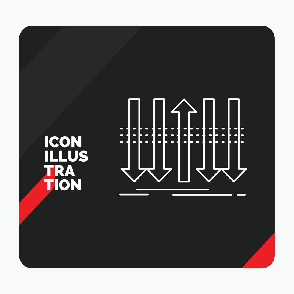 röd och svart kreativ presentation bakgrund för pil. företag. åtskillnad. fram. individualitet linje ikon vektor