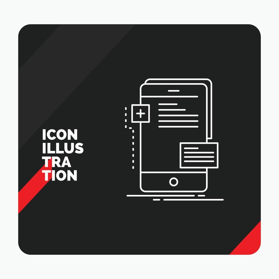 röd och svart kreativ presentation bakgrund för frontend. gränssnitt. mobil. telefon. utvecklare linje ikon vektor