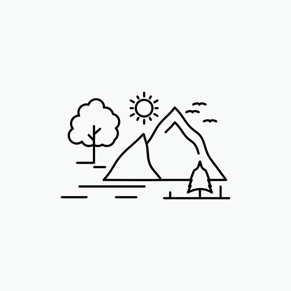 hügel. Landschaft. Natur. Berg. Symbol für die Sonnenlinie. vektor isolierte illustration