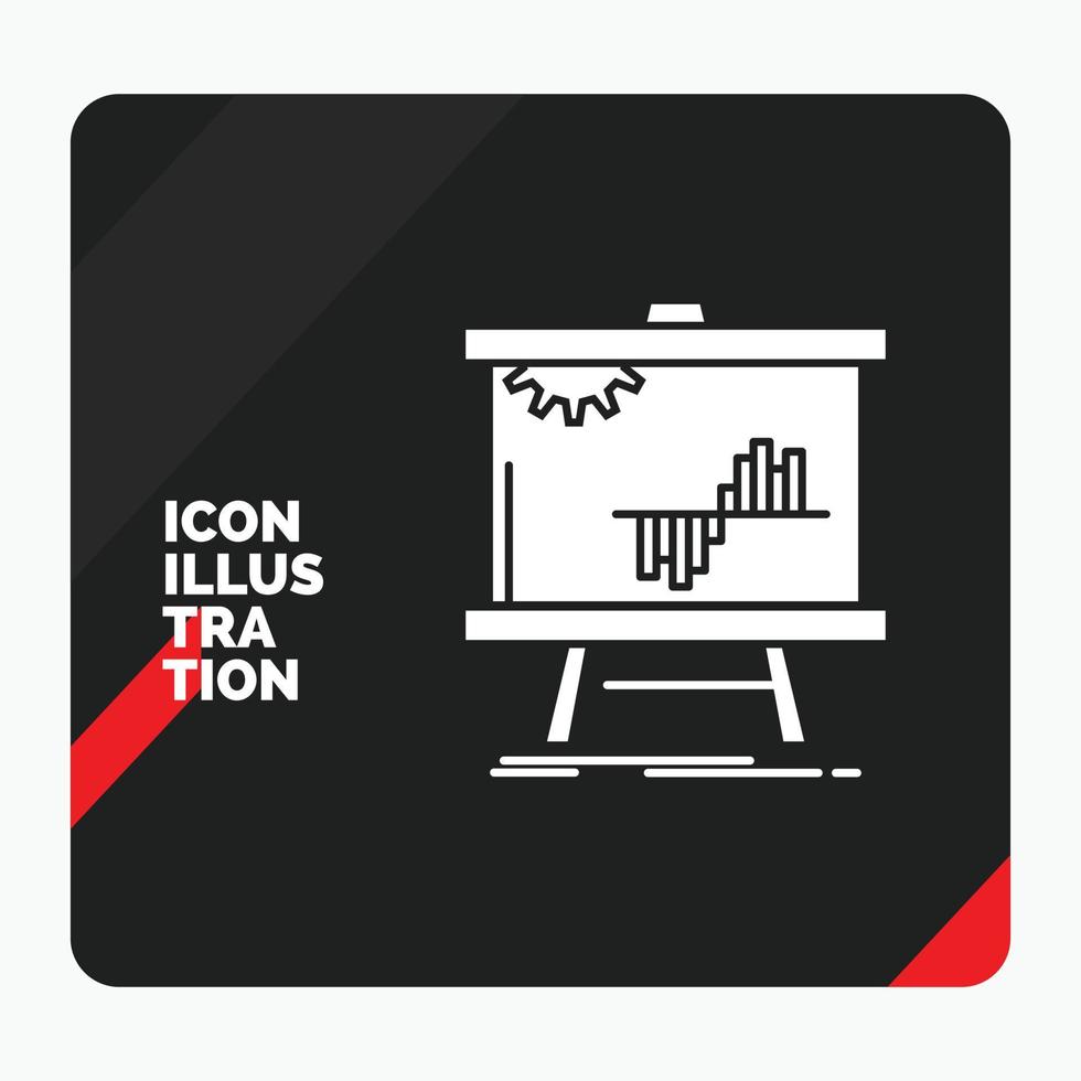 roter und schwarzer kreativer präsentationshintergrund für unternehmen. Diagramm. Daten. Graph. Statistik-Glyphe-Symbol vektor