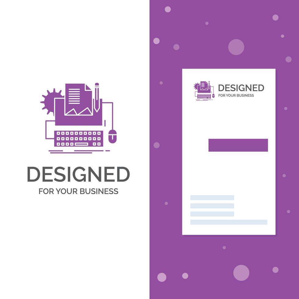 företag logotyp för typ författare. papper. dator. papper. tangentbord. vertikal lila företag .besöker kort mall. kreativ bakgrund vektor illustration